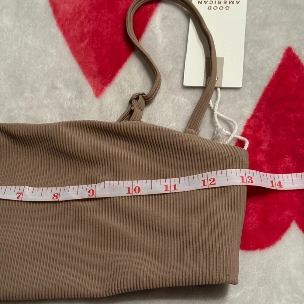 New Good American Women's Rib Bandeau Better Band Bikini Top in Latte